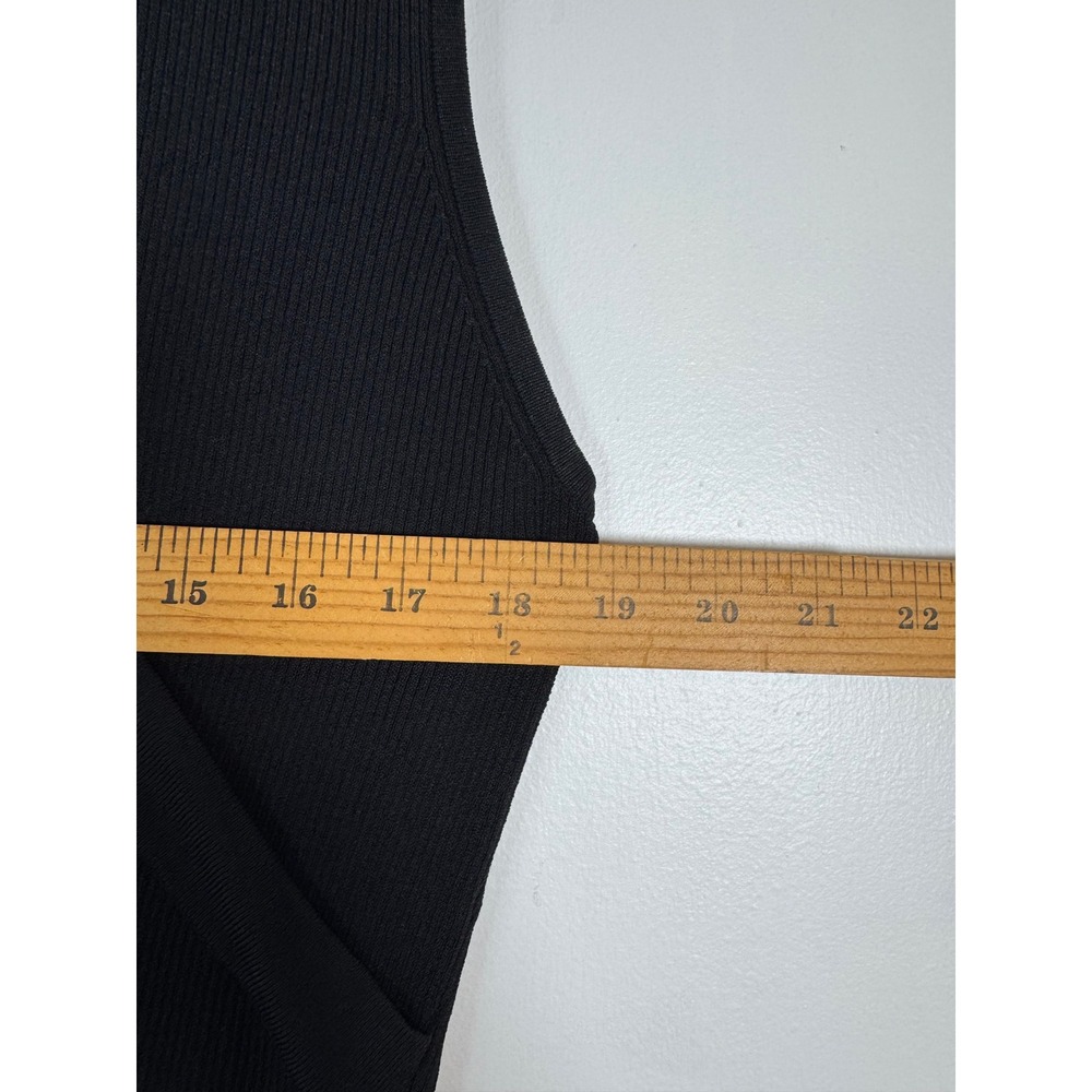 Minimalist Cable & Gauge Womens XL Knit Top Black Ribbed V-Neck Side Button Wrap - Picture 4 of 7